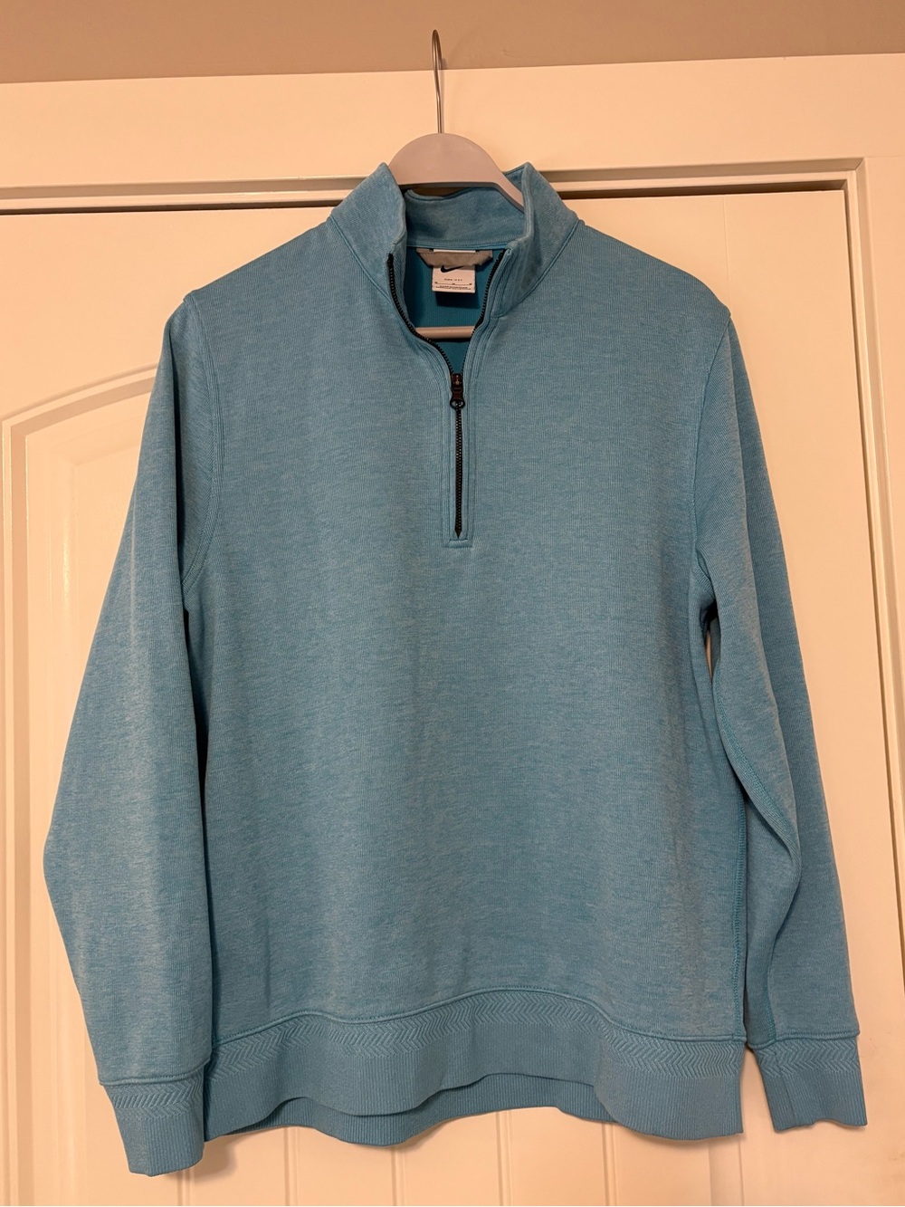 Nike Dri-Fit Quarter Zip Knit Sweater in Light Blue, Size Medium